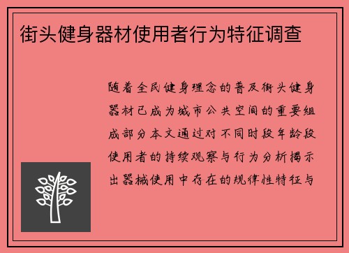 街头健身器材使用者行为特征调查
