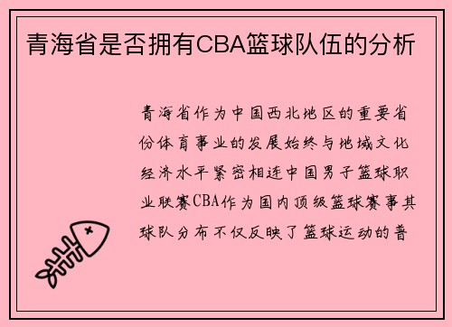 青海省是否拥有CBA篮球队伍的分析